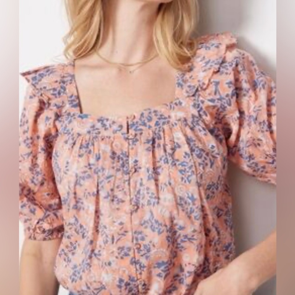 Cleobella Marianna Top Size Extra Small Soft Cotton Light Cropped Ruffled